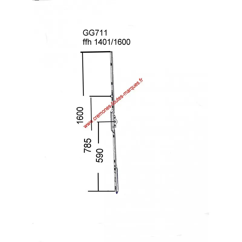 cremone SIEGENIA Si DG 23 axe 7 - GG711 ffh 1401/1600